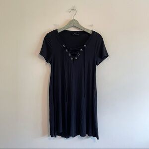 Lulus Black Tie Front Mini Dress Black